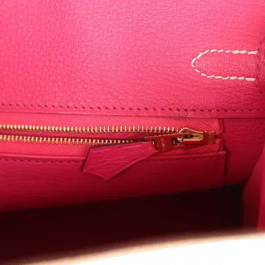 HERMÈS Hermes Special Order (HSS) Birkin 25 Rose Tyrien and Beton Ostrich Permabrass Hardware | Thumbnail 9