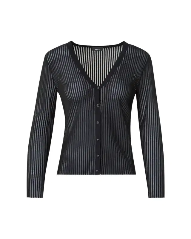 Semi-Transparent Lined Knit Cardigan