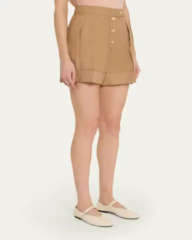 Valentino Garavani Pleated Linen Tailored Shorts | Thumbnail 4 Valentino Garavani Pleated Linen Tailored Shorts | Thumbnail 4