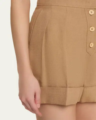 Valentino Garavani Pleated Linen Tailored Shorts | Thumbnail 5 Valentino Garavani Pleated Linen Tailored Shorts | Thumbnail 5