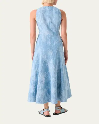 Akris punto Jacquard Denim Sleeveless Quarter-Zip Midi Dress | Thumbnail 3
