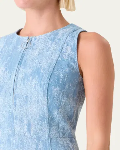 Akris punto Jacquard Denim Sleeveless Quarter-Zip Midi Dress | Thumbnail 5