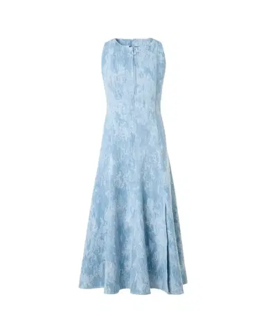 Akris punto Jacquard Denim Sleeveless Quarter-Zip Midi Dress | Thumbnail 1