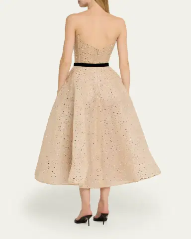 MONIQUE LHUILLIER Strapless Crystal Organza Cocktail Dress | Thumbnail 3
