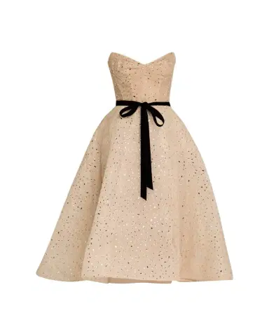 MONIQUE LHUILLIER Strapless Crystal Organza Cocktail Dress | Thumbnail 1