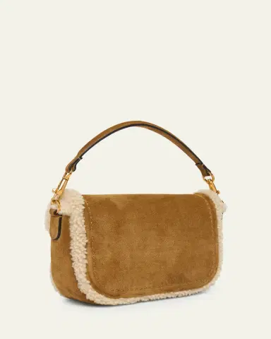 Valentino Garavani VLogo Shearling & Suede Top-Handle Bag | Thumbnail 3 Valentino Garavani VLogo Shearling & Suede Top-Handle Bag | Thumbnail 3