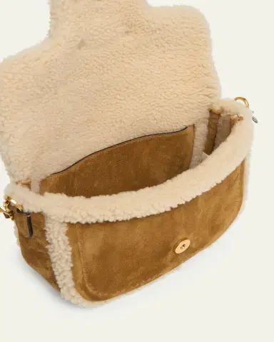 Valentino Garavani VLogo Shearling & Suede Top-Handle Bag | Thumbnail 4 Valentino Garavani VLogo Shearling & Suede Top-Handle Bag | Thumbnail 4