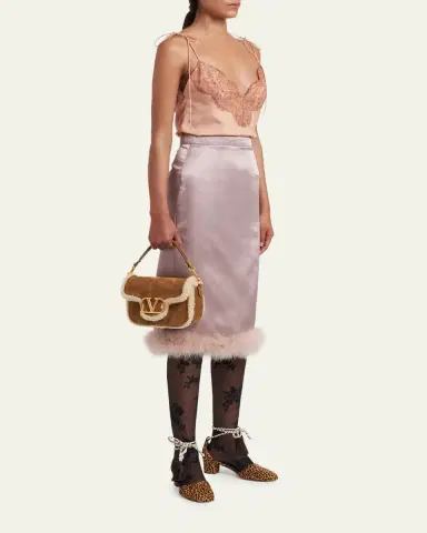 Valentino Garavani VLogo Shearling & Suede Top-Handle Bag | Thumbnail 5 Valentino Garavani VLogo Shearling & Suede Top-Handle Bag | Thumbnail 5