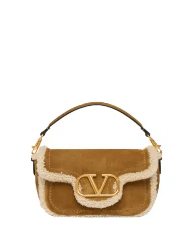 Valentino Garavani VLogo Shearling & Suede Top-Handle Bag | Thumbnail 1 Valentino Garavani VLogo Shearling & Suede Top-Handle Bag | Thumbnail 1