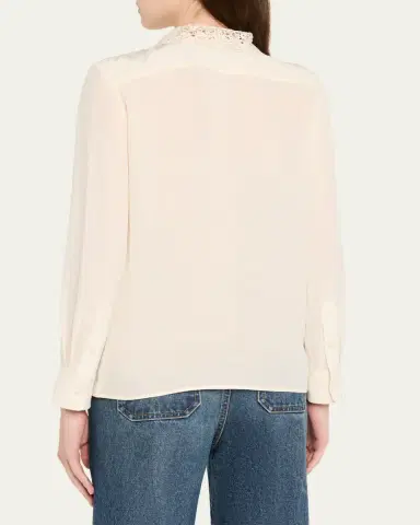 Nili Lotan Zola Silk Lace-Bib Shirt | Thumbnail 3 Nili Lotan Zola Silk Lace-Bib Shirt | Thumbnail 3
