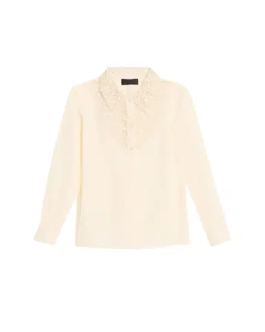 Nili Lotan Zola Silk Lace-Bib Shirt | Thumbnail 1 Nili Lotan Zola Silk Lace-Bib Shirt | Thumbnail 1
