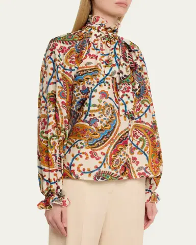 Etro Paisley Ruffle Long-Sleeve Blouse | Thumbnail 4 Etro Paisley Ruffle Long-Sleeve Blouse | Thumbnail 4