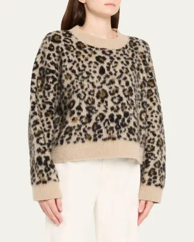Nili Lotan Zamira Leopard Cashmere Crewneck Sweater | Thumbnail 4