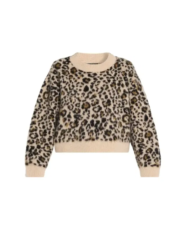 Zamira Leopard Cashmere Crewneck Sweater