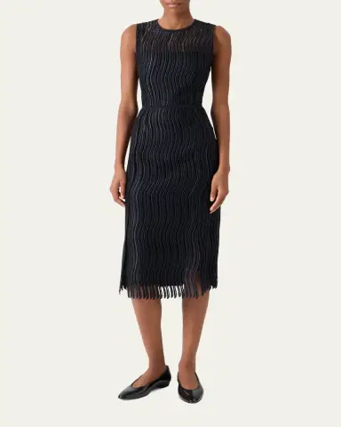 Akris Techno Wave Guipure Sheath Midi Dress | Thumbnail 2