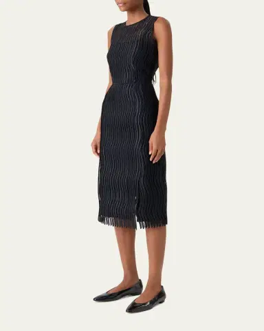Akris Techno Wave Guipure Sheath Midi Dress | Thumbnail 4
