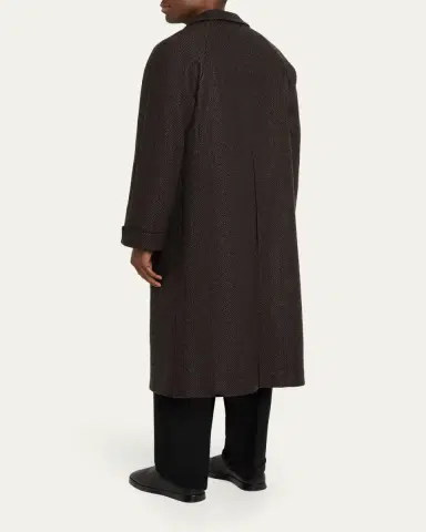 Anderson & Sheppard Men's Herringbone Wool Overcoat | Thumbnail 3 Anderson & Sheppard Men's Herringbone Wool Overcoat | Thumbnail 3