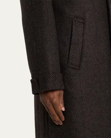 Anderson & Sheppard Men's Herringbone Wool Overcoat | Thumbnail 5 Anderson & Sheppard Men's Herringbone Wool Overcoat | Thumbnail 5