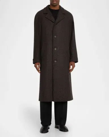Anderson & Sheppard Men's Herringbone Wool Overcoat | Thumbnail 6 Anderson & Sheppard Men's Herringbone Wool Overcoat | Thumbnail 6
