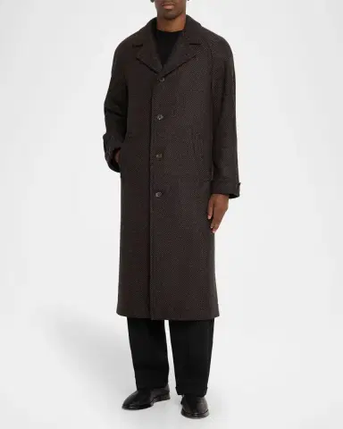 Anderson & Sheppard Men's Herringbone Wool Overcoat | Thumbnail 8 Anderson & Sheppard Men's Herringbone Wool Overcoat | Thumbnail 8