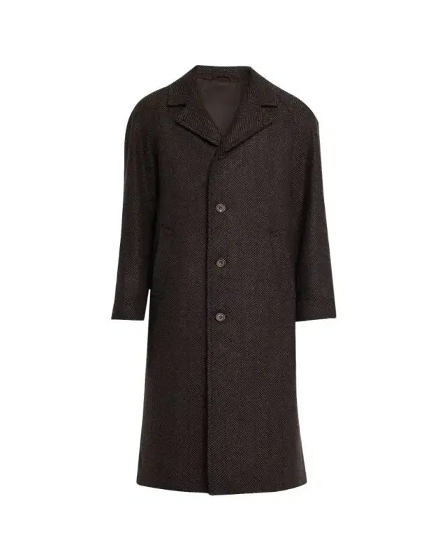 Men's Herringbone Wool Overcoat