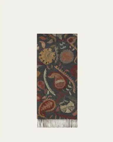 Alonpi Fringed Paisley Cashmere Scarf | Thumbnail 2