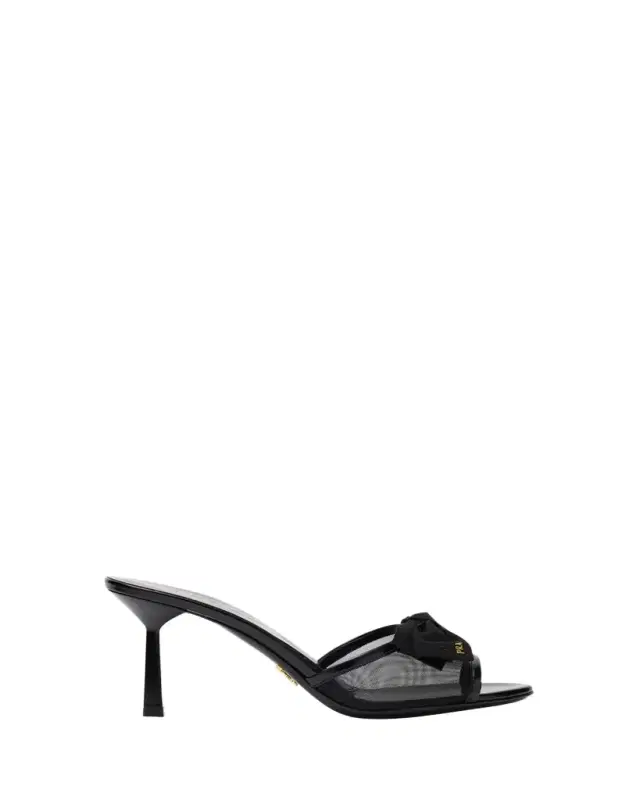 75mm Logo Bow Mesh Mule Sandals