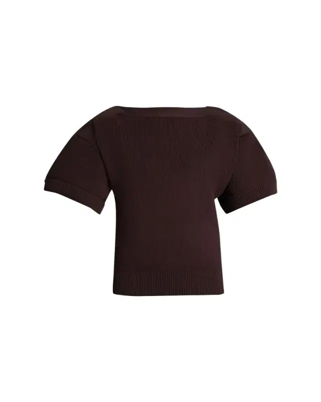 Mixed-Media Puff-Sleeve Off-The-Shoulder Sweater