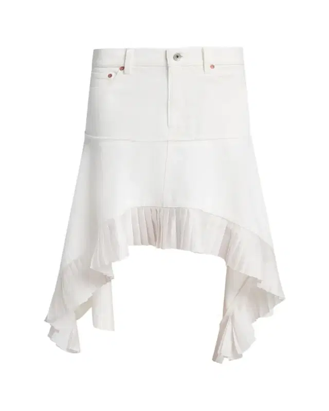 Denim And Pleated Silk Handkerchief Skirt