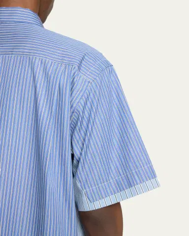 Sacai Men's Colorblock Striped Poplin Short-Sleeve Sport Shirt | Thumbnail 5 Sacai Men's Colorblock Striped Poplin Short-Sleeve Sport Shirt | Thumbnail 5