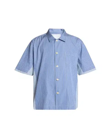 Sacai Men's Colorblock Striped Poplin Short-Sleeve Sport Shirt | Thumbnail 1 Sacai Men's Colorblock Striped Poplin Short-Sleeve Sport Shirt | Thumbnail 1