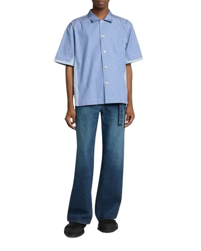 Men's Colorblock Striped Poplin Short-Sleeve Sport Shirt
