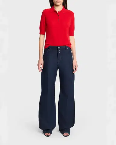 Victoria Beckham Short-Sleeve Wool Polo Shirt | Thumbnail 11