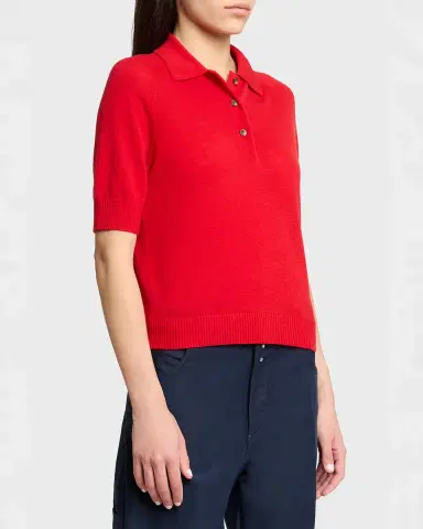 Victoria Beckham Short-Sleeve Wool Polo Shirt | Thumbnail 13