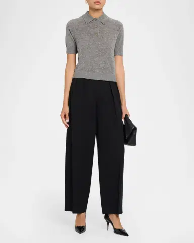 Victoria Beckham Short-Sleeve Wool Polo Shirt | Thumbnail 15