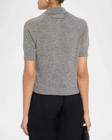 Victoria Beckham Short-Sleeve Wool Polo Shirt | Thumbnail 16