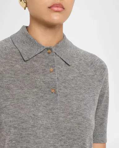Victoria Beckham Short-Sleeve Wool Polo Shirt | Thumbnail 18