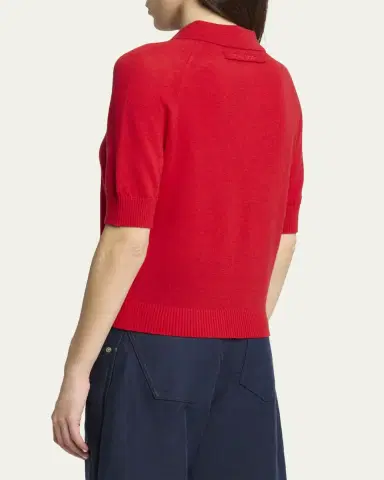 Victoria Beckham Short-Sleeve Wool Polo Shirt | Thumbnail 3