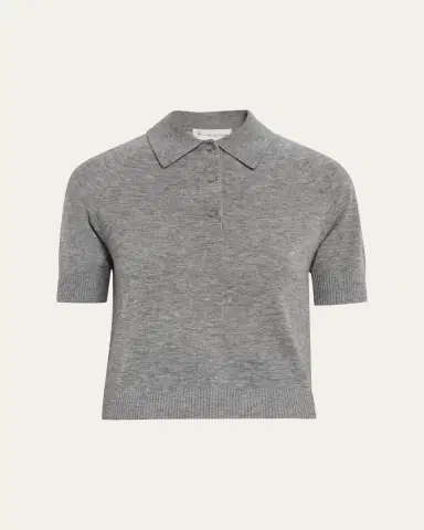 Victoria Beckham Short-Sleeve Wool Polo Shirt | Thumbnail 6