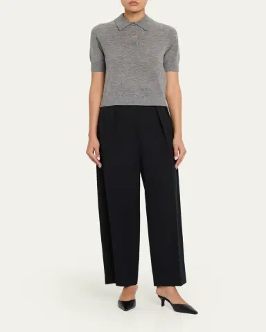 Victoria Beckham Short-Sleeve Wool Polo Shirt | Thumbnail 7