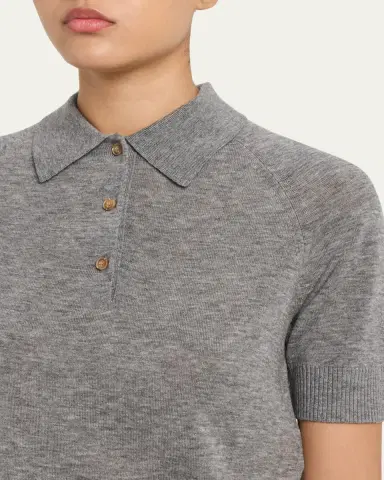 Victoria Beckham Short-Sleeve Wool Polo Shirt | Thumbnail 10