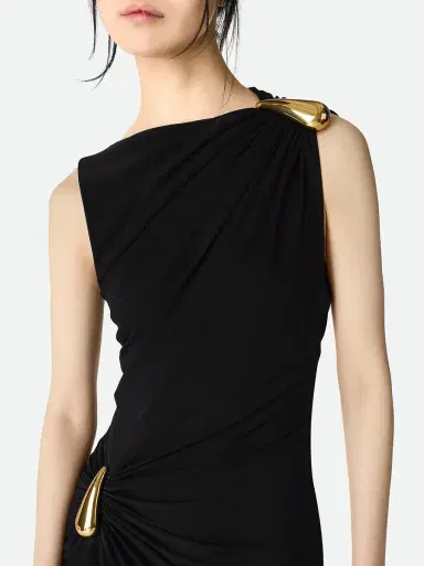 Bottega Veneta Jersey Maxi Dress with Drop Details | Thumbnail 4 Bottega Veneta Jersey Maxi Dress with Drop Details | Thumbnail 4