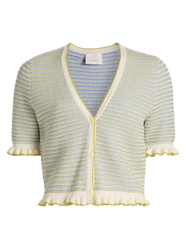Women's Clem Textured Striped Crop Cardigan - Twlight Mist Multi