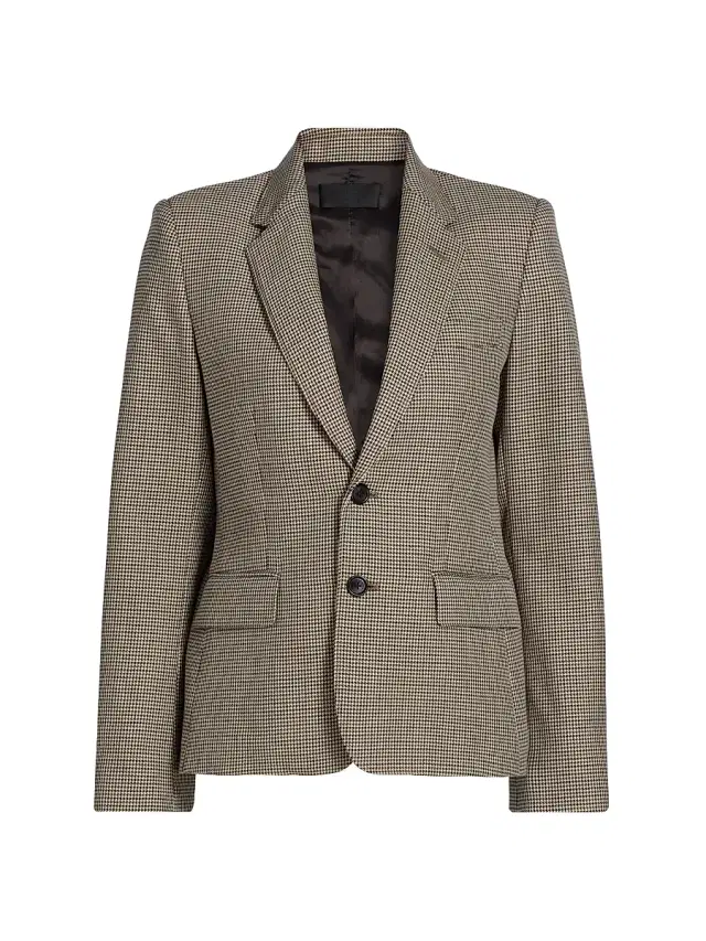 Nili Lotan Women's Ysee Wool Blazer - Beige Brown Houndstooth