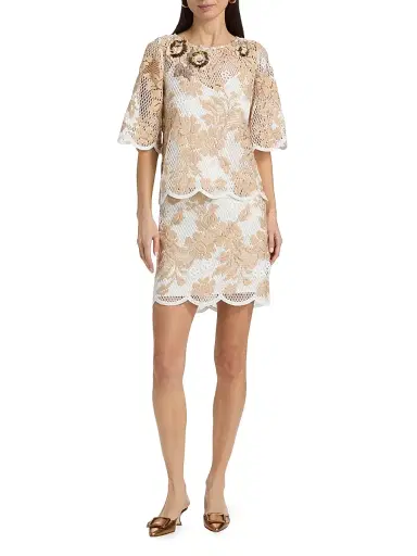 Ungaro Women's Hunter Floral Lace Miniskirt - Natural Multi - Size 12 | Thumbnail 2 Ungaro Women's Hunter Floral Lace Miniskirt - Natural Multi - Size 12 | Thumbnail 2