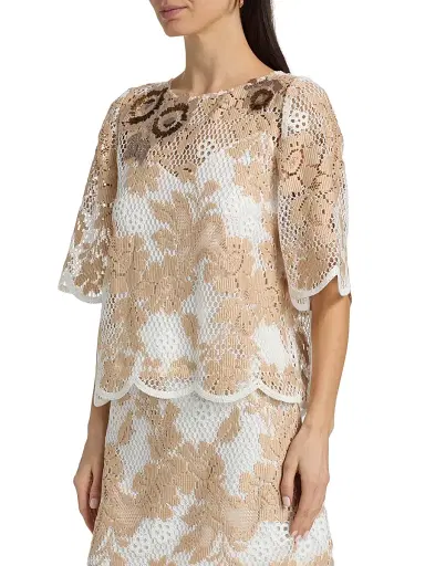Ungaro Women's Wren Floral Lace Blouse - Natural Multi - Size XXL | Thumbnail 4 Ungaro Women's Wren Floral Lace Blouse - Natural Multi - Size XXL | Thumbnail 4