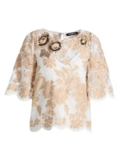 Ungaro Women's Wren Floral Lace Blouse - Natural Multi - Size XXL | Thumbnail 1 Ungaro Women's Wren Floral Lace Blouse - Natural Multi - Size XXL | Thumbnail 1