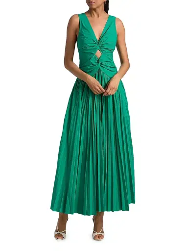 Simkhai Women's Vivianne Center Twist Midi-Dress - Kelly Green - Size 2 | Thumbnail 3 Simkhai Women's Vivianne Center Twist Midi-Dress - Kelly Green - Size 2 | Thumbnail 3