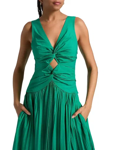 Simkhai Women's Vivianne Center Twist Midi-Dress - Kelly Green - Size 2 | Thumbnail 6 Simkhai Women's Vivianne Center Twist Midi-Dress - Kelly Green - Size 2 | Thumbnail 6