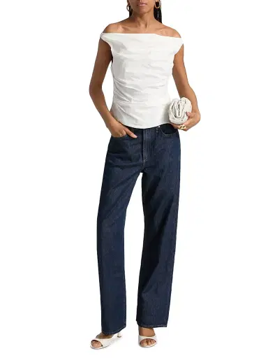 Simkhai Women's Maisel Cotton-Blend Draped Top - White - Size 8 | Thumbnail 2